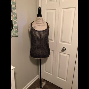 🖤 EUC Guess Black Silver Metallic Grommet Knit Tank